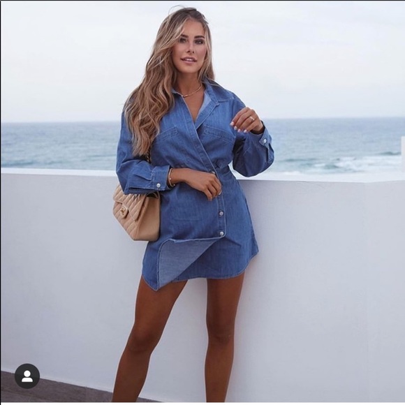 Zara Denim Wrap Dress - Picture 2 of 8